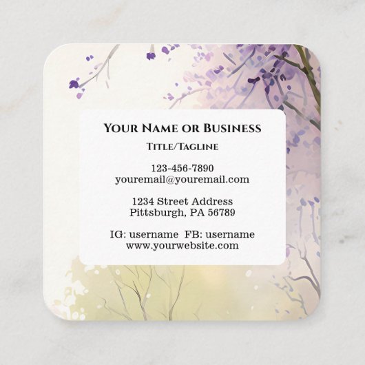 詩篇119:105あなたの言葉はランプの聖句である スクエア名刺 (裏面)