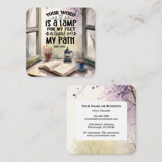 詩篇119:105あなたの言葉はランプの聖句である スクエア名刺 (正面/裏面)