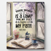 詩篇119:105あなたの言葉はランプの聖句である フォトプラーク (正面)