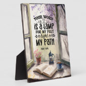 詩篇119:105あなたの言葉はランプの聖句である フォトプラーク (側面)