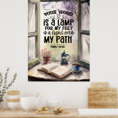 詩篇119:105あなたの言葉はランプの聖句である ポスター (キッチン)