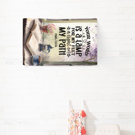 詩篇119:105あなたの言葉はランプの聖句である 横断幕 (インサイチュ)