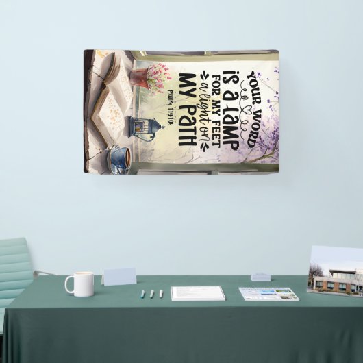 詩篇119:105あなたの言葉はランプの聖句である 横断幕 (トレードショー)