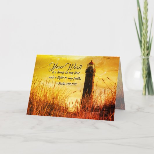 詩篇119:105あなたの言葉は私の足のランプである カード (正面)