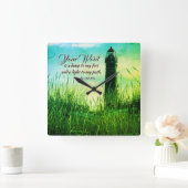 詩篇119:105あなたの言葉は私の足のランプである スクエア壁時計 (ホーム)