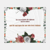 詩篇11:5、暴力なし フリースブランケット (正面(横))