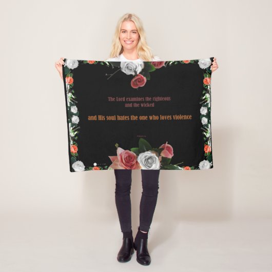 詩篇11:5、暴力なし フリースブランケット (インサイチュ)