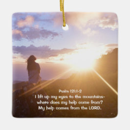 詩篇121:1-2主救済よ来の私 セラミックオーナメント