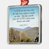 詩篇121:1,2私は私の目を上げる… メタルオーナメント (左)