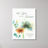 詩篇136彼の愛は永遠に続くフローラ白 キャンバスプリント (正面)