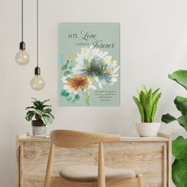 詩篇136彼の愛は永遠に耐えるフローラグリーン キャンバスプリント