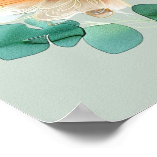 詩篇136彼の愛は永遠に耐えるフローラグリーン ポスター (角)