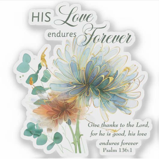 詩篇136彼の愛は永遠に耐える聖なる書物、 経典 シール (正面)
