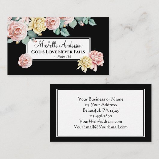 詩篇136神の愛は決して失敗しない、美しいフローラ 名刺 (正面/裏面)