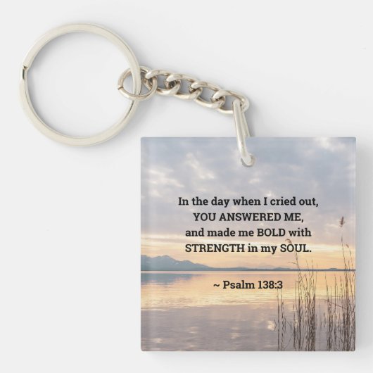 詩篇138:3あなたは湖のはっきりした上に日没させた キーホルダー (正面)