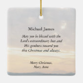 詩篇138:3あなたは私にサンセットクリスマスはっきりしたを作ってくれた セラミックオーナメント (裏面)