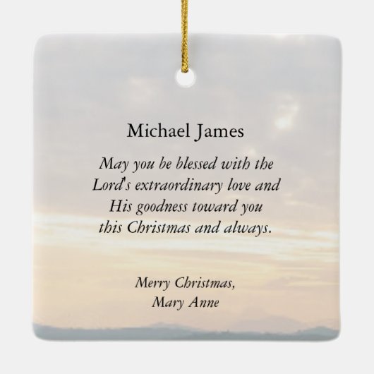 詩篇138:3あなたは私にサンセットクリスマスはっきりしたを作ってくれた セラミックオーナメント (裏面)