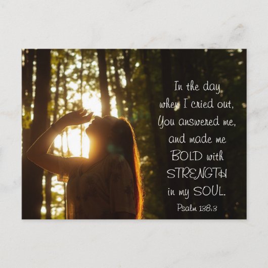 詩篇138:3あなたは私に答えて、私を作はっきりしたった ポストカード (正面)