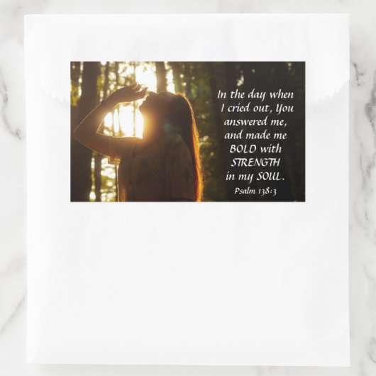 詩篇138:3あなたは私に答えて、私を作はっきりしたった 長方形シール (バッグ)