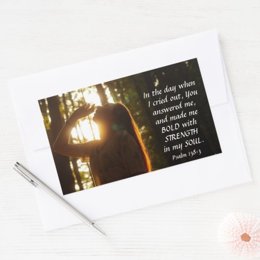 詩篇138:3あなたは私に答えて、私を作はっきりしたった 長方形シール (封筒)