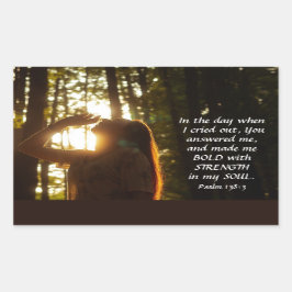 詩篇138:3あなたは私に答えて、私を作はっきりしたった 長方形シール