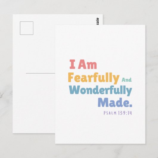 詩篇139:14キッズバイブル聖句キリスト教子供部屋 ポストカード (正面/裏面)