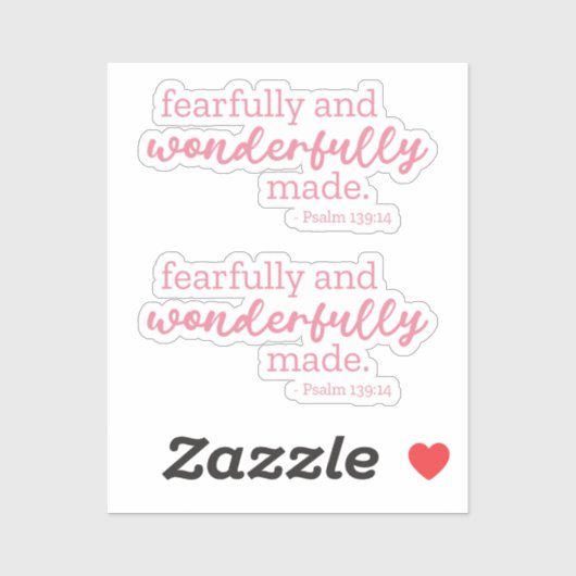 詩篇139:14 – 恐ろしく素晴らしい作り シール (シート)