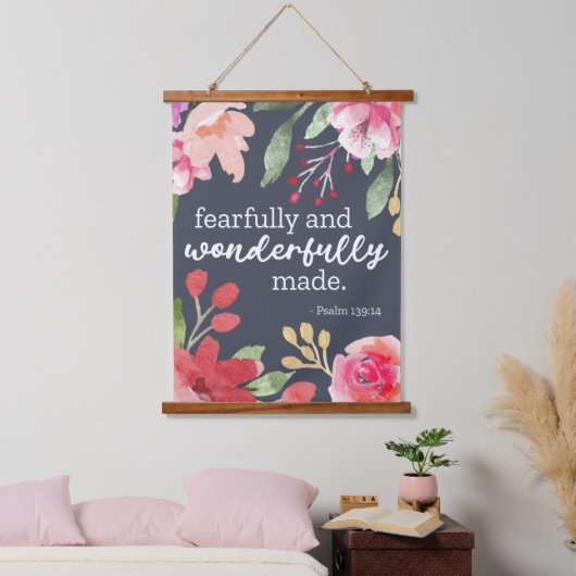 詩篇139:14 – 恐ろしく素晴らしい作り 吊り下げ型タペストリー (寝室)