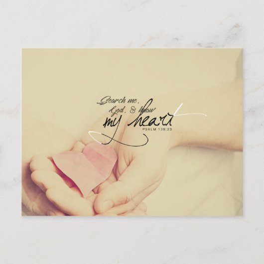 詩篇139:23 – 私を探し、神よ、わたしのハートを知れ ポストカード (正面)
