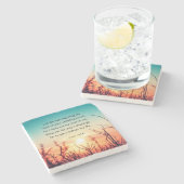 詩篇143:8あなたの絶え間ない愛の日の出の言葉 ストーンコースター (横)