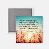 詩篇143:8あなたの絶え間ない愛の日の出の言葉 マグネット (正面/裏面)