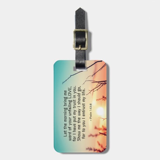 詩篇143:8あなたの絶え間ない愛の日の出の言葉 ラゲッジタグ (正面縦)