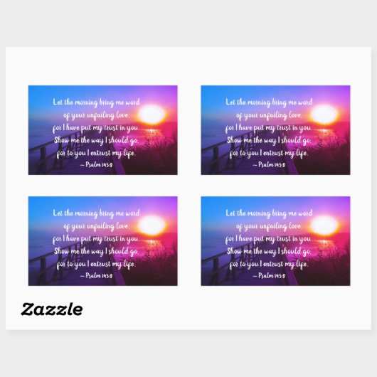 詩篇143:8わたしは聖書の聖句に信頼を置いた 長方形シール (シート)