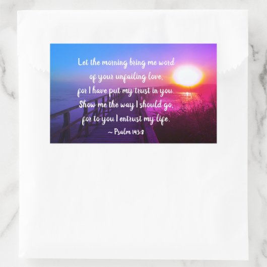 詩篇143:8わたしは聖書の聖句に信頼を置いた 長方形シール (バッグ)