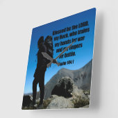 詩篇144:1賛美私の岩の主となれ スクエア壁時計 (傾斜)