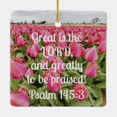 詩篇145:3素晴らしは主であり、主である セラミックオーナメント (裏面)