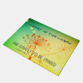 詩篇145:3素晴らしは主であり、聖書の聖句である ドアマット (アングル)