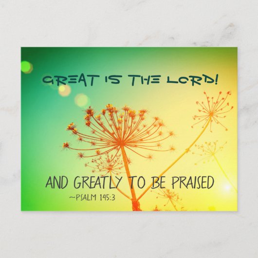 詩篇145:3素晴らしは主であり、聖書の聖句である ポストカード (正面)
