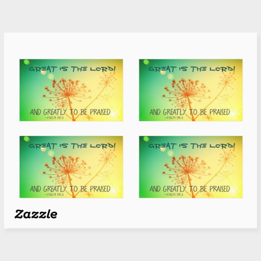 詩篇145:3 大いに賛美されるべき主, 聖書の言葉 長方形シール (シート)