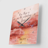 詩篇147:11我々の望みは彼の絶え間ない愛にある スクエア壁時計 (傾斜)