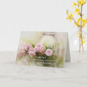 詩篇147:11聖書インスパイア聖句ピンクのバラ カード (黄色い花)