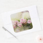 詩篇147:11聖書インスパイア聖句ピンクのバラ スクエアシール (封筒)