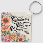 詩篇147:3キリスト教の聖書聖句のイメージ キーホルダー (裏面)