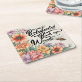 詩篇147:3キリスト教の聖書聖句のイメージ スクエアペーパーコースター (アングル)