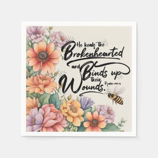 詩篇147:3キリスト教の聖書聖句のイメージ スタンダードカクテルナプキン (正面)