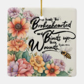 詩篇147:3キリスト教の聖書聖句のイメージ セラミックオーナメント (裏面)