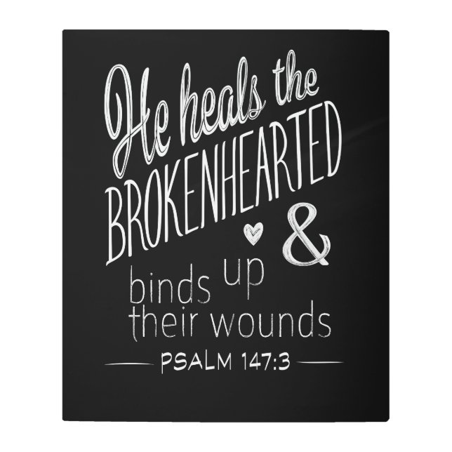 詩篇147:3希望と癒しのメッセージ メタルプリント (正面)