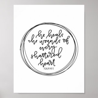 詩篇147:3 – 彼は傷を癒す – ポスター