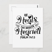 詩篇147:3 – 彼は壊れた心のハガキを癒す ポストカード (正面/裏面)