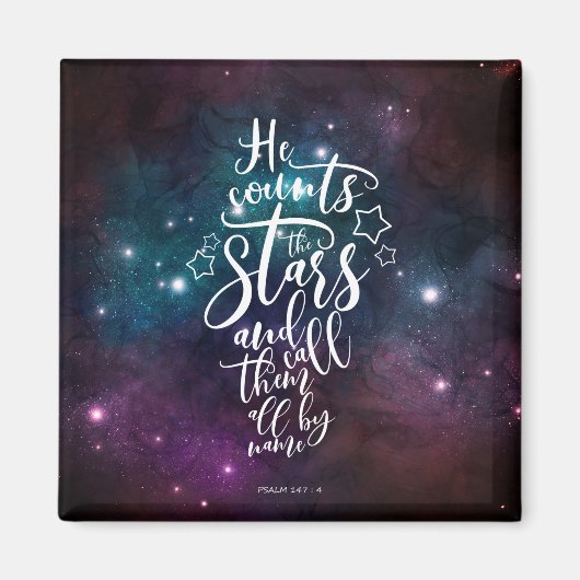 詩篇147:4彼は星を数える マグネット (正面)